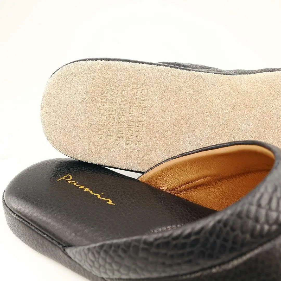 PAMIR Mens Premium textured Leather House Slippers with Memory Foam
