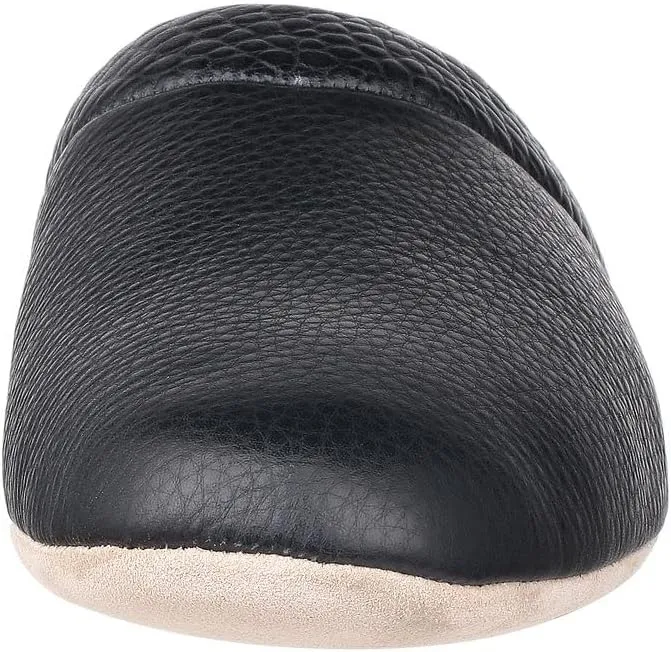 PAMIR Mens Premium textured Leather House Slippers with Memory Foam