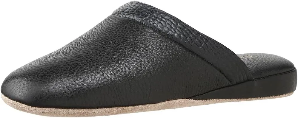 PAMIR Mens Premium textured Leather House Slippers with Memory Foam