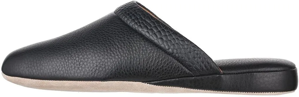 PAMIR Mens Premium textured Leather House Slippers with Memory Foam