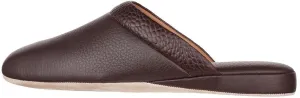 PAMIR Mens Premium textured Leather House Slippers with Memory Foam