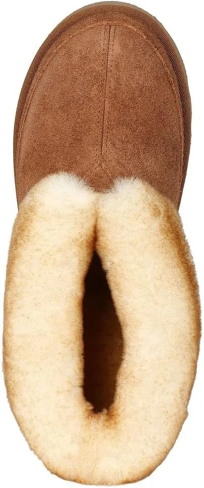 PAMIR Men's Sheepskin Boot Slippers Indoor Outdoor Ankle Booties with Memory Foam