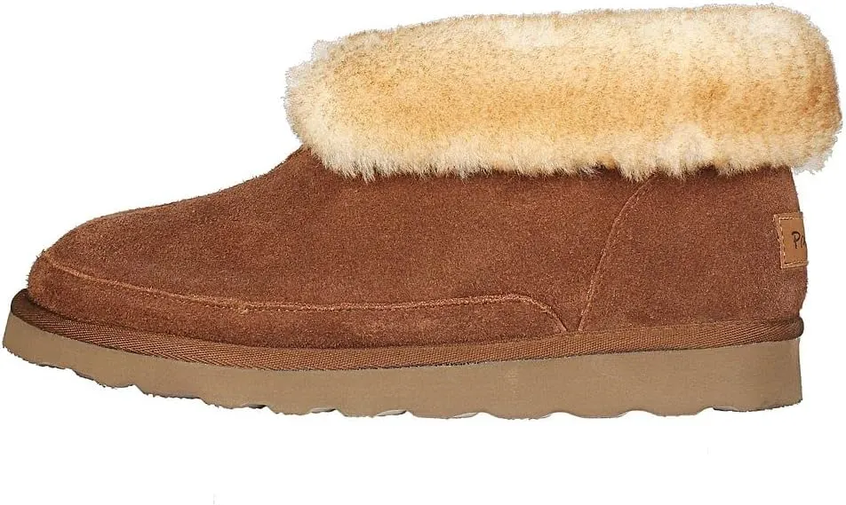 PAMIR Men's Sheepskin Boot Slippers Indoor Outdoor Ankle Booties with Memory Foam