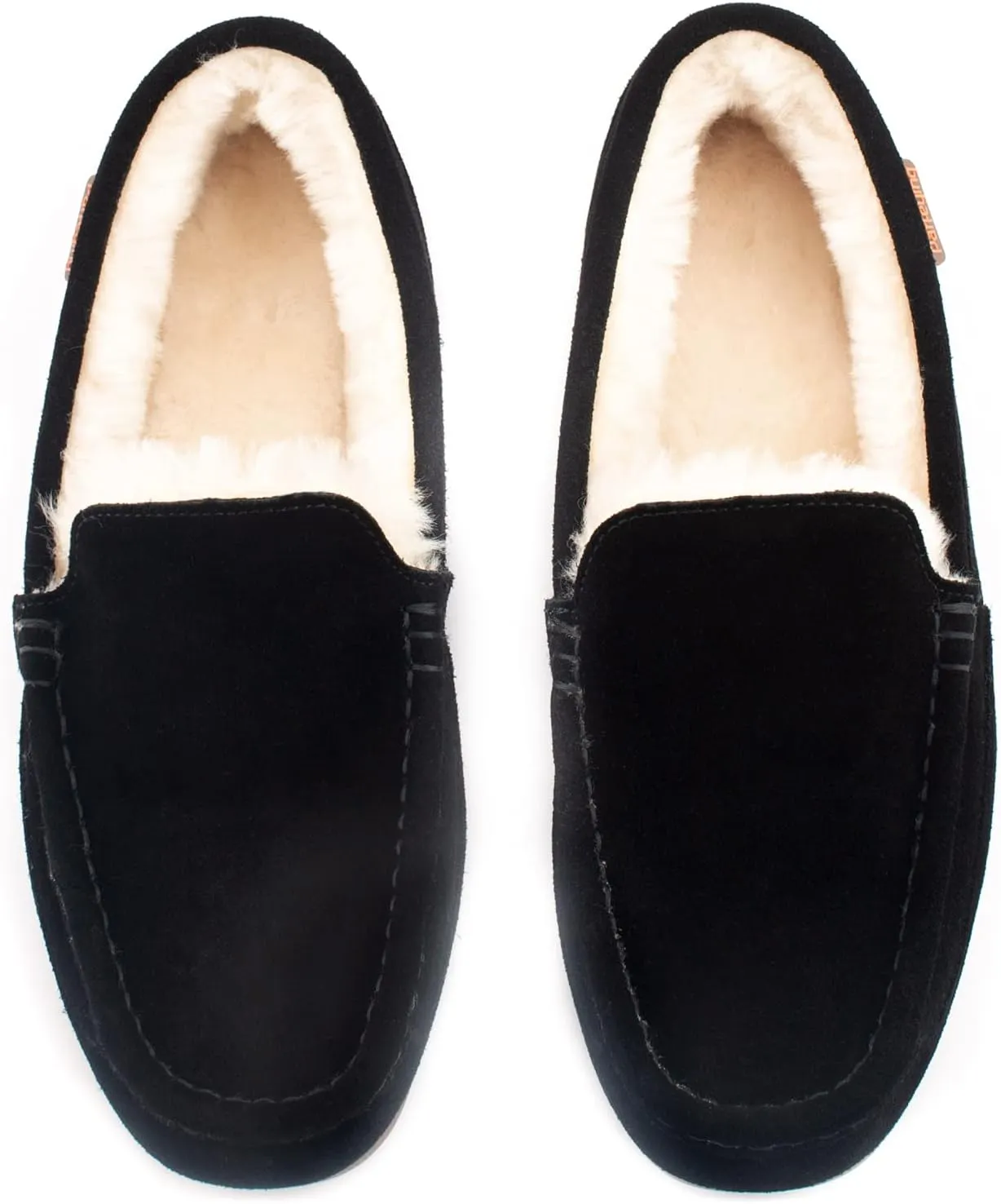 Parfeying Men's Indoor Outdoor Sheepskin Moccasins Slippers Memory Foam Driving Style Shoes