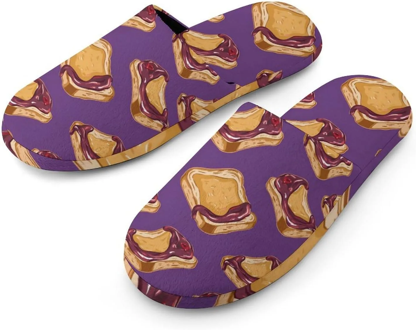 Peanut Butter Jelly Breakfast Men's Flannel Slipper House Warm Shoes Adult Slip On Soft Memory Foam for Indoor Outdoor