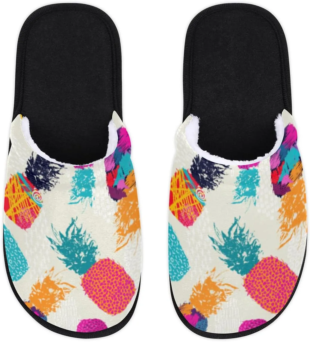 Pineapple Fruit Soft Women Slippers Cozy House Shoes Lightweight Fuzzy Slippers Memory Foam Slippers for Women Indoor and Outdoor