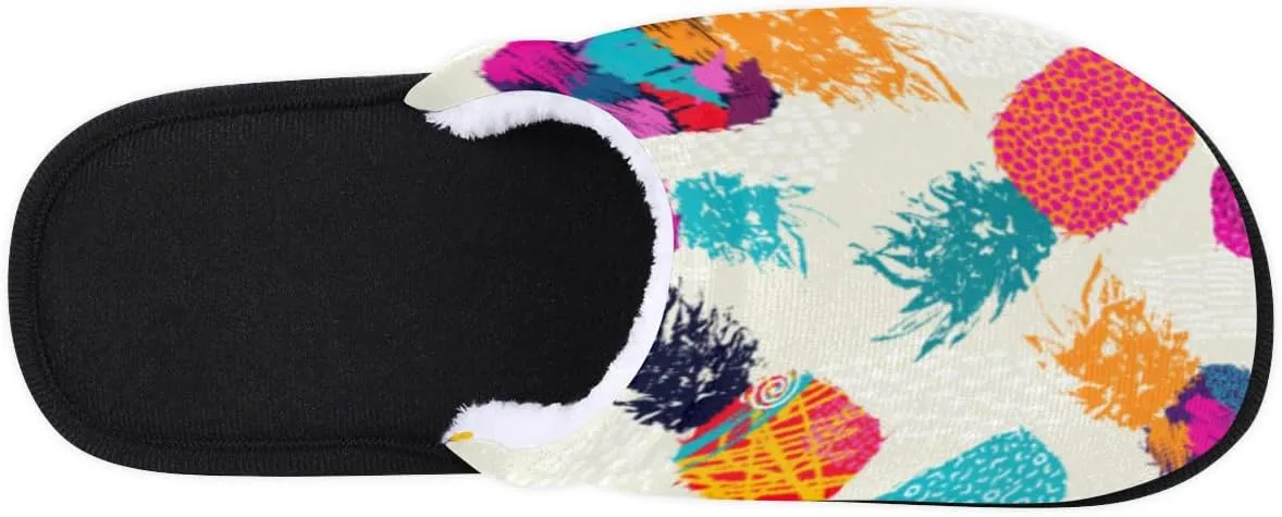 Pineapple Fruit Soft Women Slippers Cozy House Shoes Lightweight Fuzzy Slippers Memory Foam Slippers for Women Indoor and Outdoor