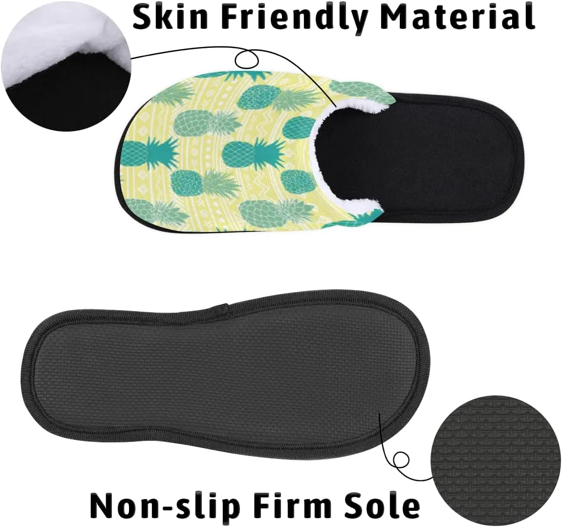 Pineapple Fruit Soft Women Slippers Cozy House Shoes Lightweight Fuzzy Slippers Memory Foam Slippers for Women Indoor and Outdoor