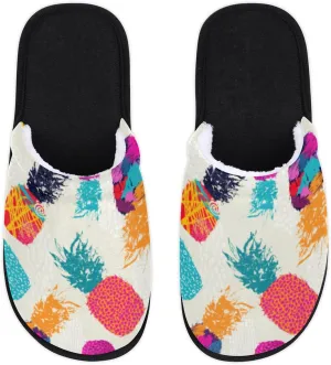 Pineapple Fruit Soft Women Slippers Cozy House Shoes Lightweight Fuzzy Slippers Memory Foam Slippers for Women Indoor and Outdoor