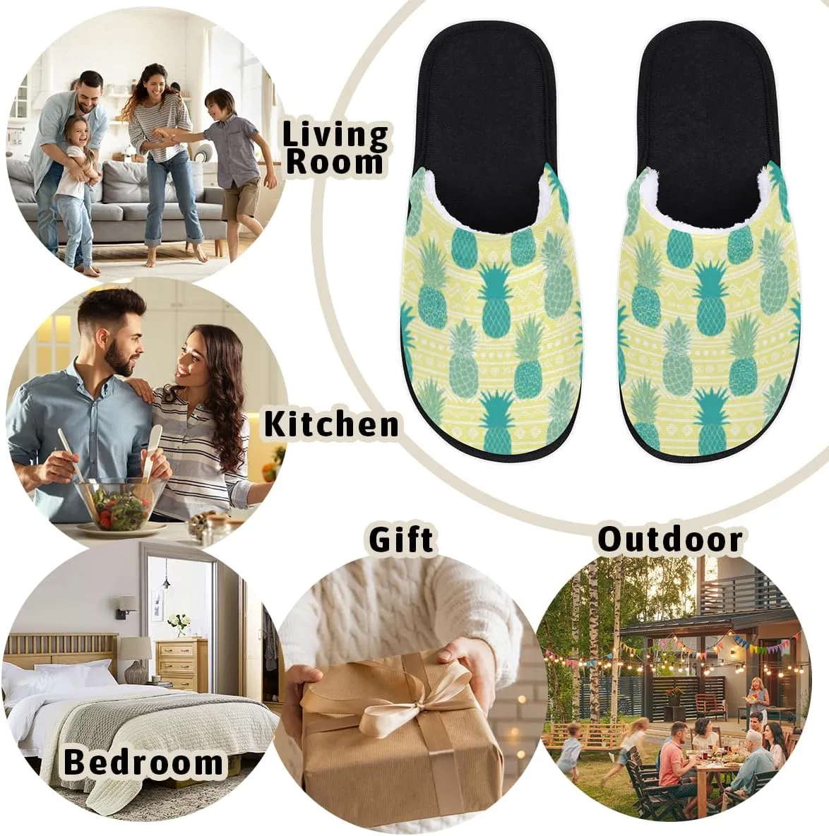 Pineapple Fruit Soft Women Slippers Cozy House Shoes Lightweight Fuzzy Slippers Memory Foam Slippers for Women Indoor and Outdoor