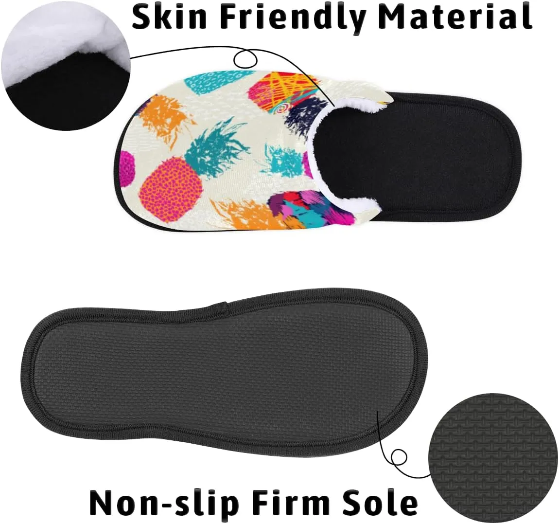 Pineapple Fruit Soft Women Slippers Cozy House Shoes Lightweight Fuzzy Slippers Memory Foam Slippers for Women Indoor and Outdoor
