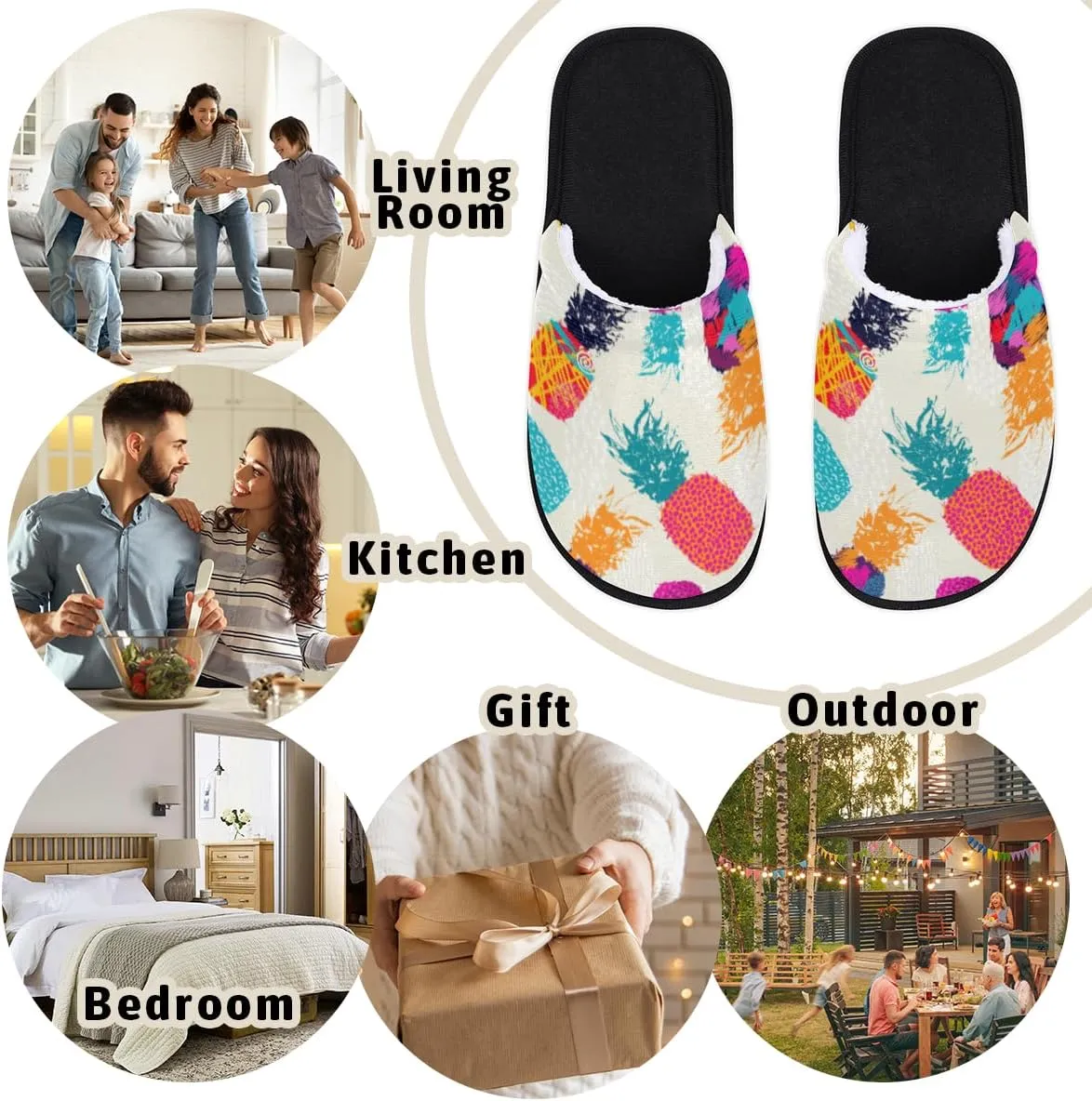 Pineapple Fruit Soft Women Slippers Cozy House Shoes Lightweight Fuzzy Slippers Memory Foam Slippers for Women Indoor and Outdoor