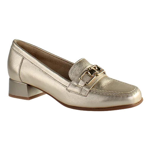 Pitillos Ladies Block Heeled Loafers - 5771 - Gold