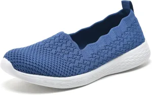 poemlady Women's Slip on Loafer Shoes - Mesh Casual Ballet Flat Nurse Walking Sneakers Knit Round Toe Memory Foam Casual Shoes