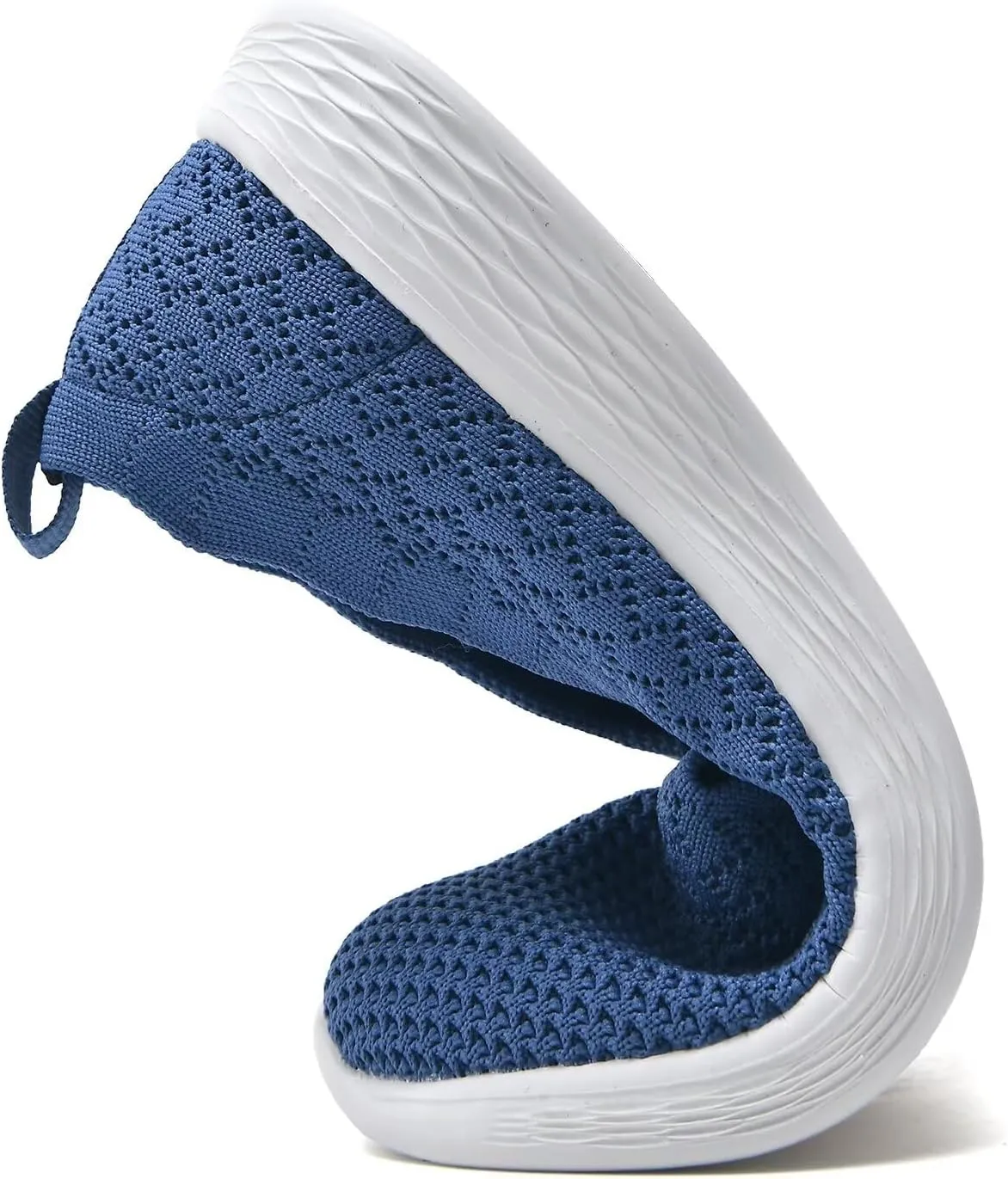 poemlady Women's Slip on Loafer Shoes - Mesh Casual Ballet Flat Nurse Walking Sneakers Knit Round Toe Memory Foam Casual Shoes