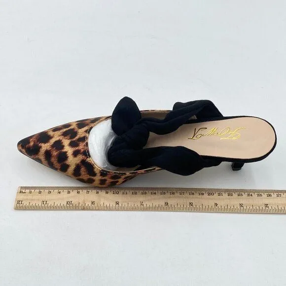 Pointed Toe Slip On Mules with Bow, Low Kitten Heel Backless Burnished Dress