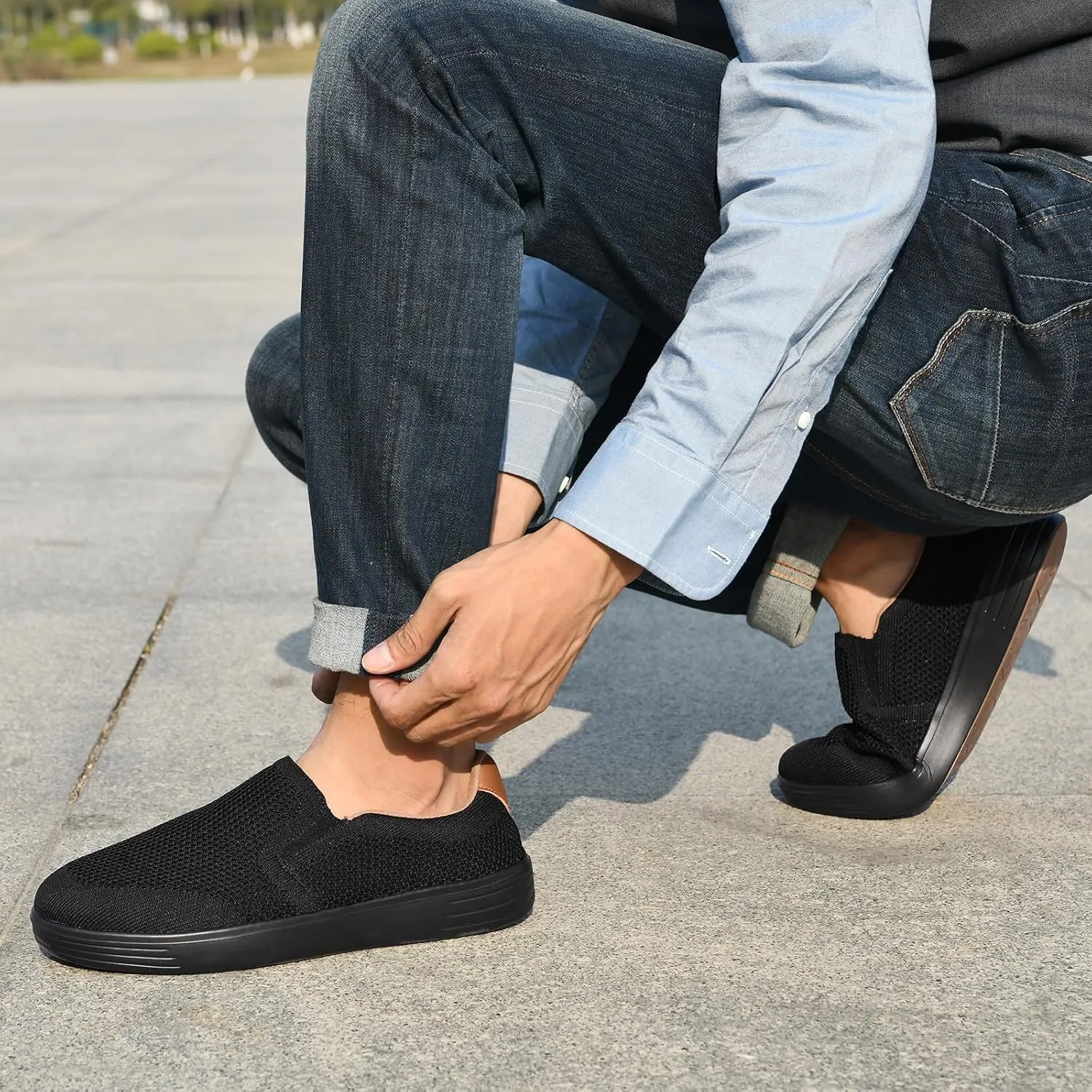 Puxowe Men's Casual Slip On Walking Shoes Mesh Comfortable Loafer