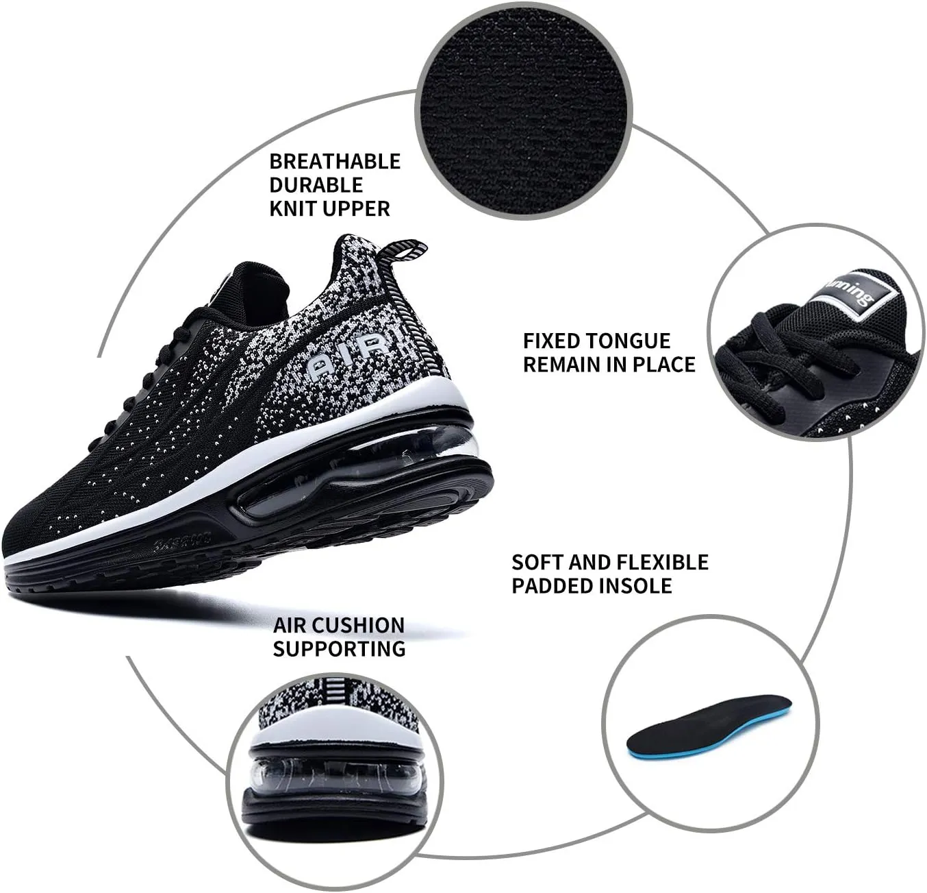 QAUPPE Mens Air Running Shoes Athletic Trail Tennis Sneaker (US7-12.5 D(M)
