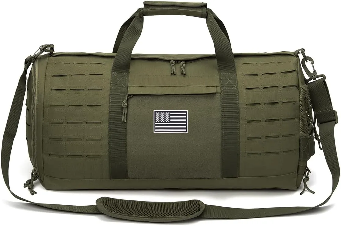QT&QY 40L Military Tactical Duffle Bag For Men Sport Gym Bag Fitness Tote Travel Duffle Bag Training Workout Bag With Shoe Compartment Basketball Football Weekender Bag