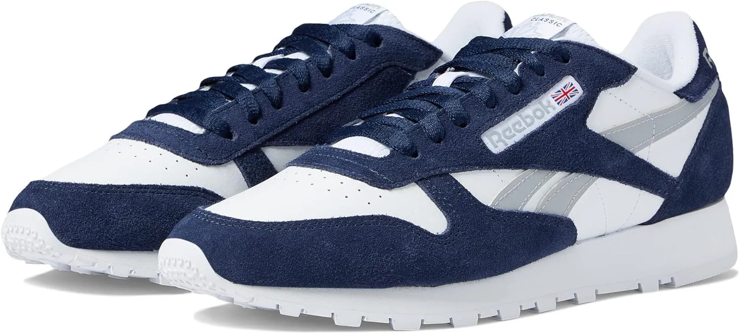 Reebok Classic Leather Vector Navy/White/Pure Grey Men's 10.5, Women's 12 Medium