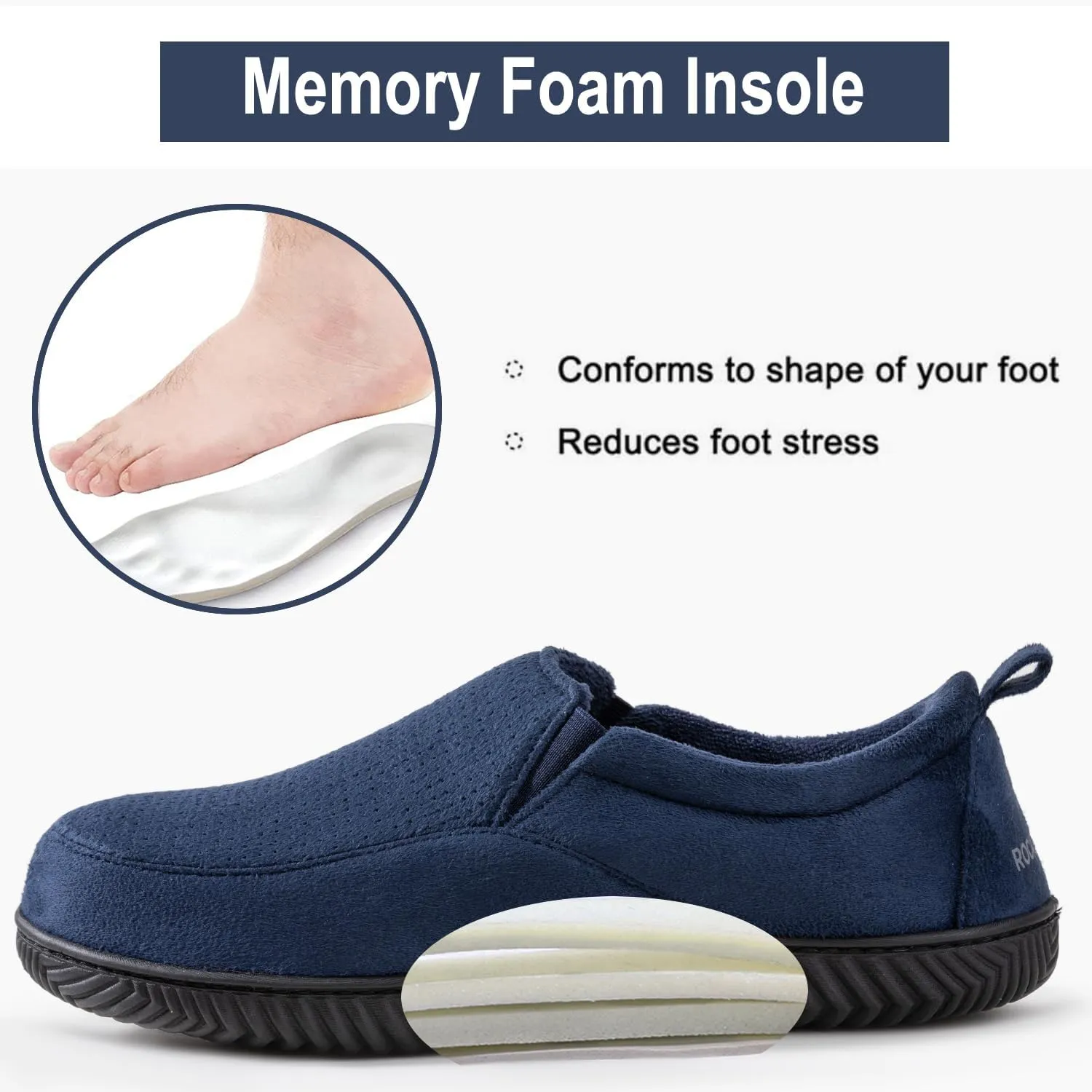 RockDove Men's Breathable Mesh Memory Foam Slipper with Nonslip Sole