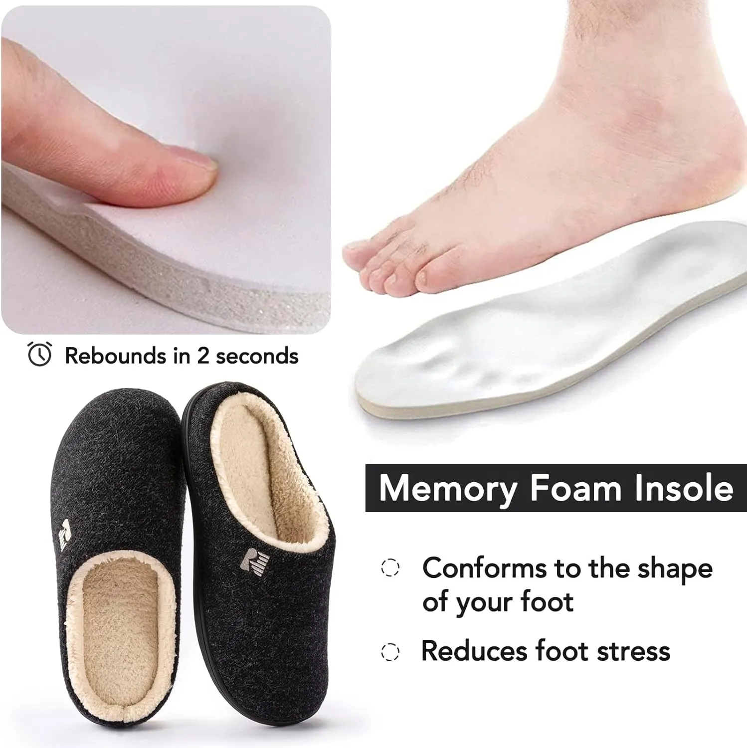 RockDove Men's Sherpa Lined Memory Foam Clog Slipper