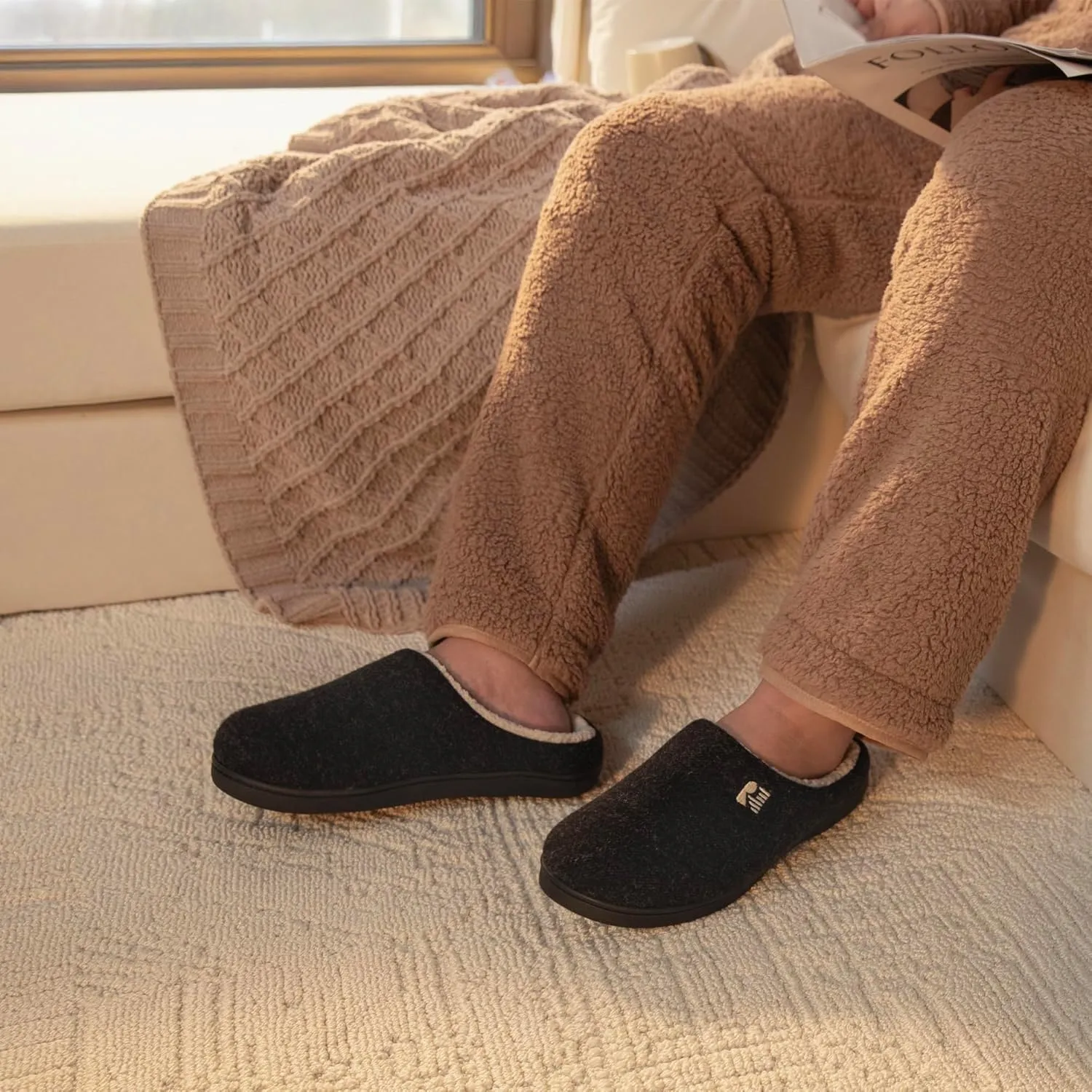 RockDove Men's Sherpa Lined Memory Foam Clog Slipper