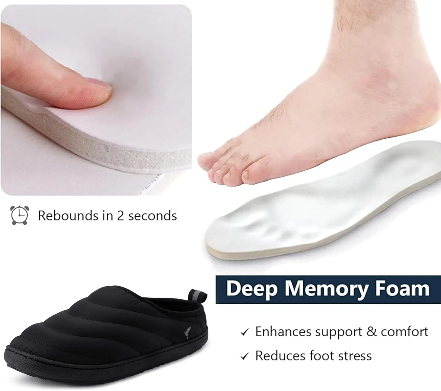 RockDove Men's Trail-Therm Quilted Memory Foam Indoor Oudoor Camp Slipper