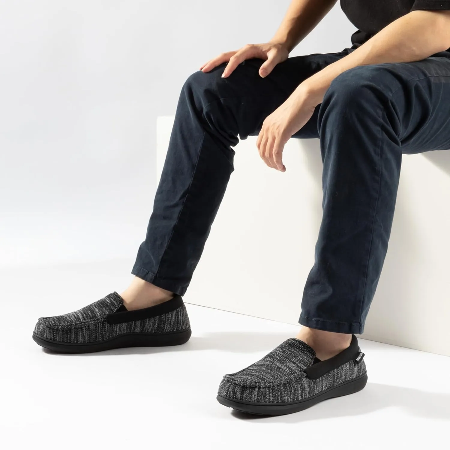 RockDove Men's Tweed Memory Foam Moc Slipper