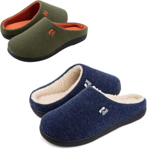 RockDove Set of 2 Pairs - US Size 10.5, Men's Original Two-Tone Slipper (Hunter Green) Men's Sherpa Lined Clog Slipper (Navy Blue)