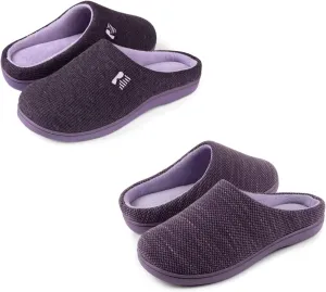 RockDove Set of 2 Pairs - Women's Size 5-6, Original Two-Tone Memory Foam Slipper (Eggplant) Birdseye Knit Memory Foam Slipper (Eggplant)
