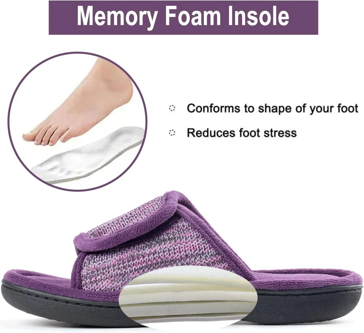 RockDove Women's Adjustable Wrap Memory Foam Slide Slipper