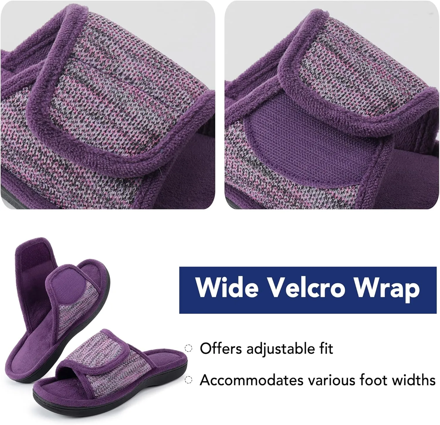 RockDove Women's Adjustable Wrap Memory Foam Slide Slipper