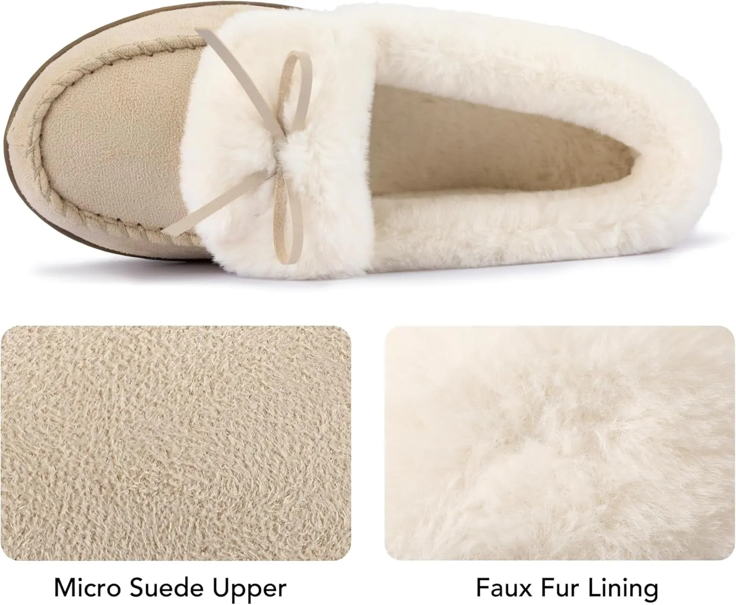 RockDove Women's Faux Fur Lined Micro Suede Moccasin Slipper