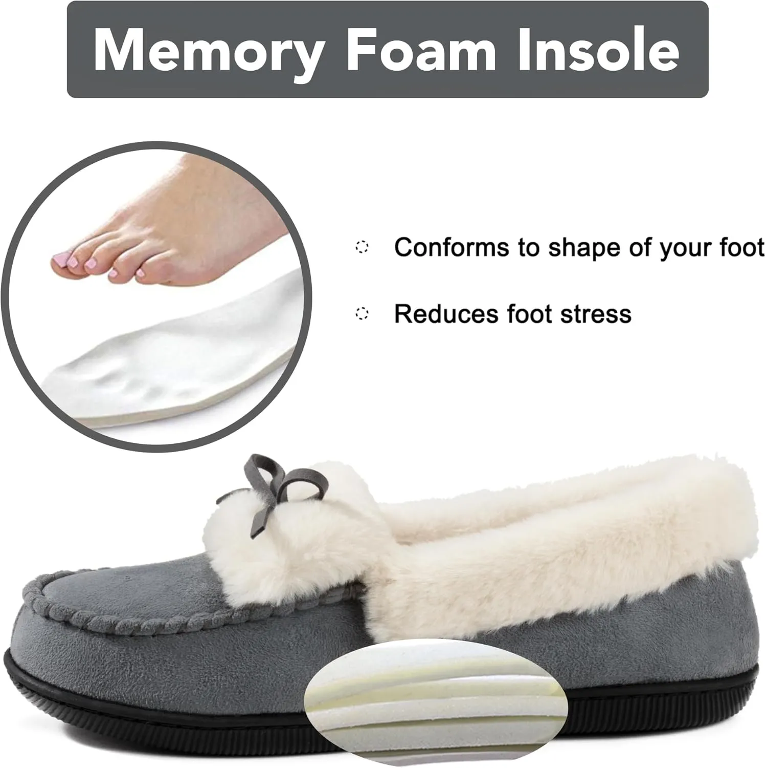 RockDove Women's Faux Fur Lined Micro Suede Moccasin Slipper