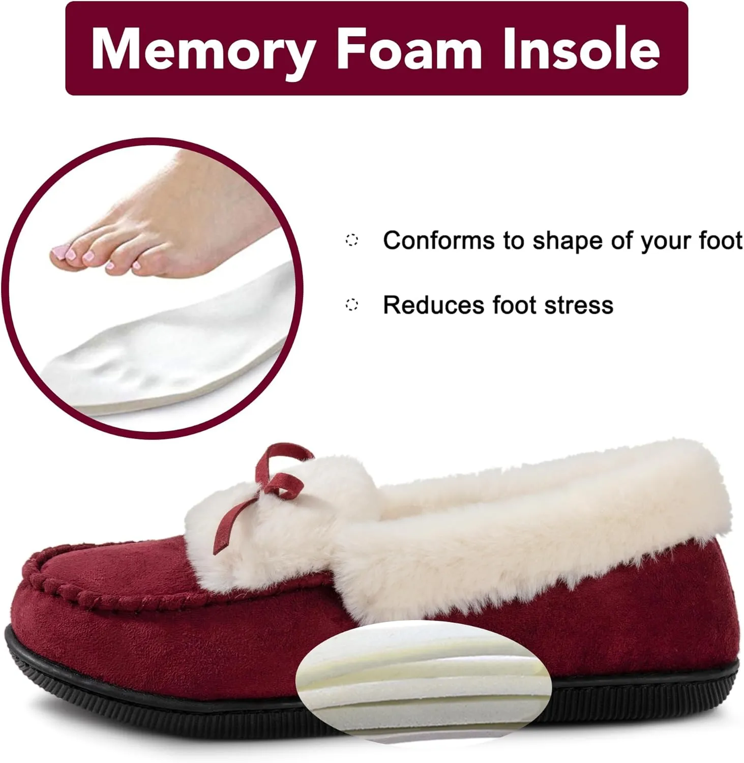 RockDove Women's Faux Fur Lined Micro Suede Moccasin Slipper