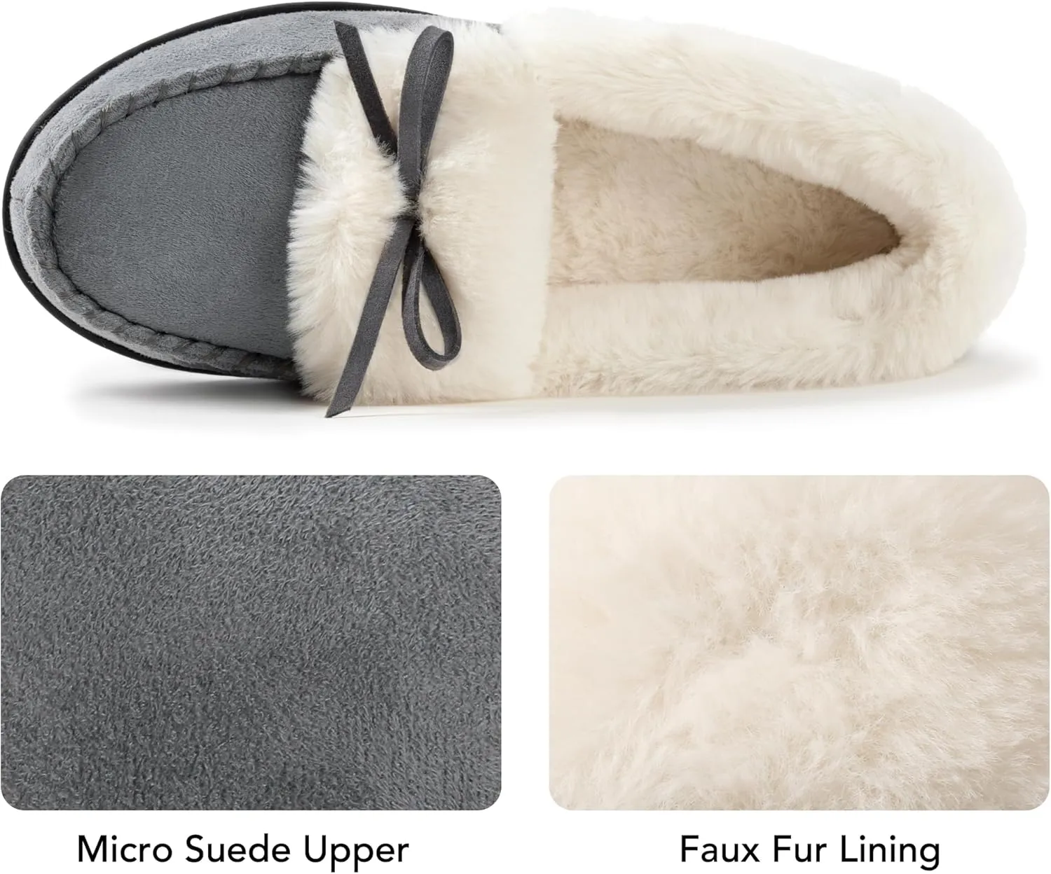 RockDove Women's Faux Fur Lined Micro Suede Moccasin Slipper