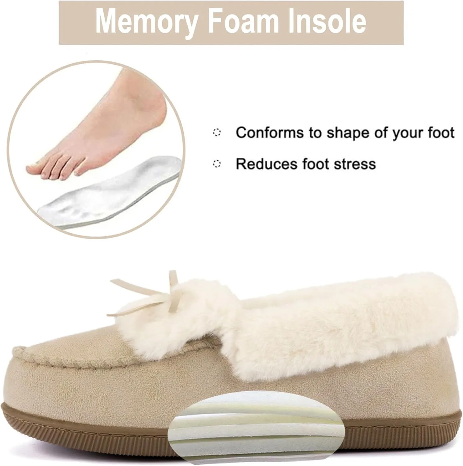 RockDove Women's Faux Fur Lined Micro Suede Moccasin Slipper