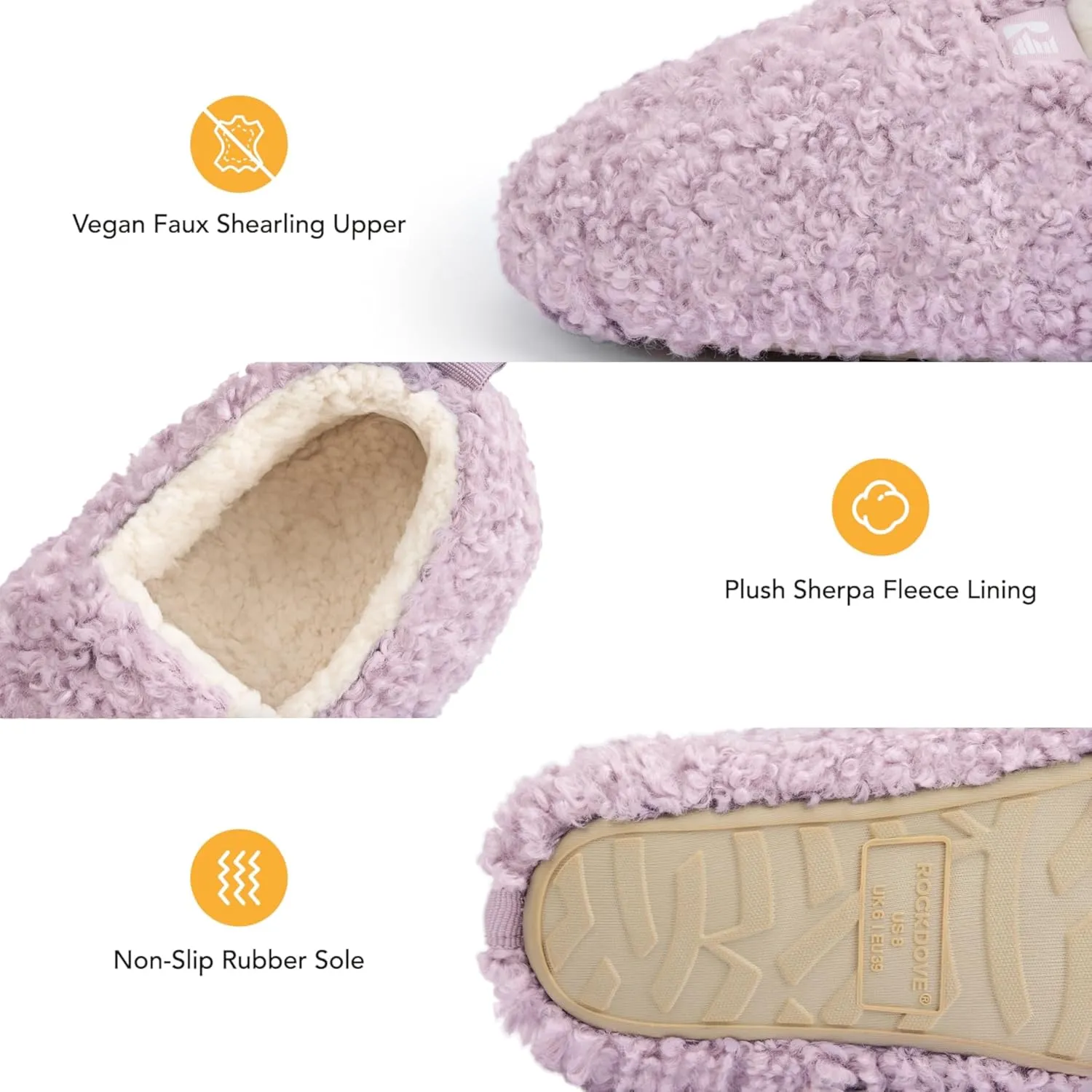 RockDove Women's Faux Shearling Closed Back Slipper with Memory Foam