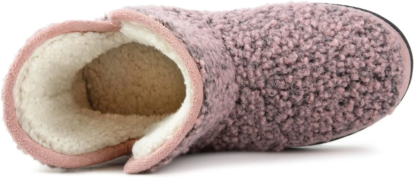 RockDove Women's Fuzzy Fleece House Bootie Memory Foam Slipper with Rubber Sole
