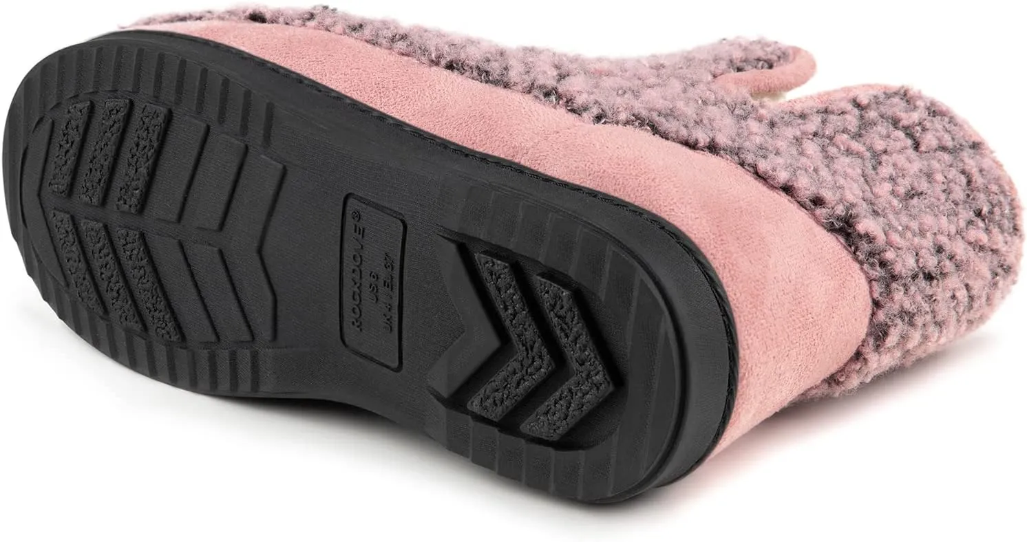 RockDove Women's Fuzzy Fleece House Bootie Memory Foam Slipper with Rubber Sole