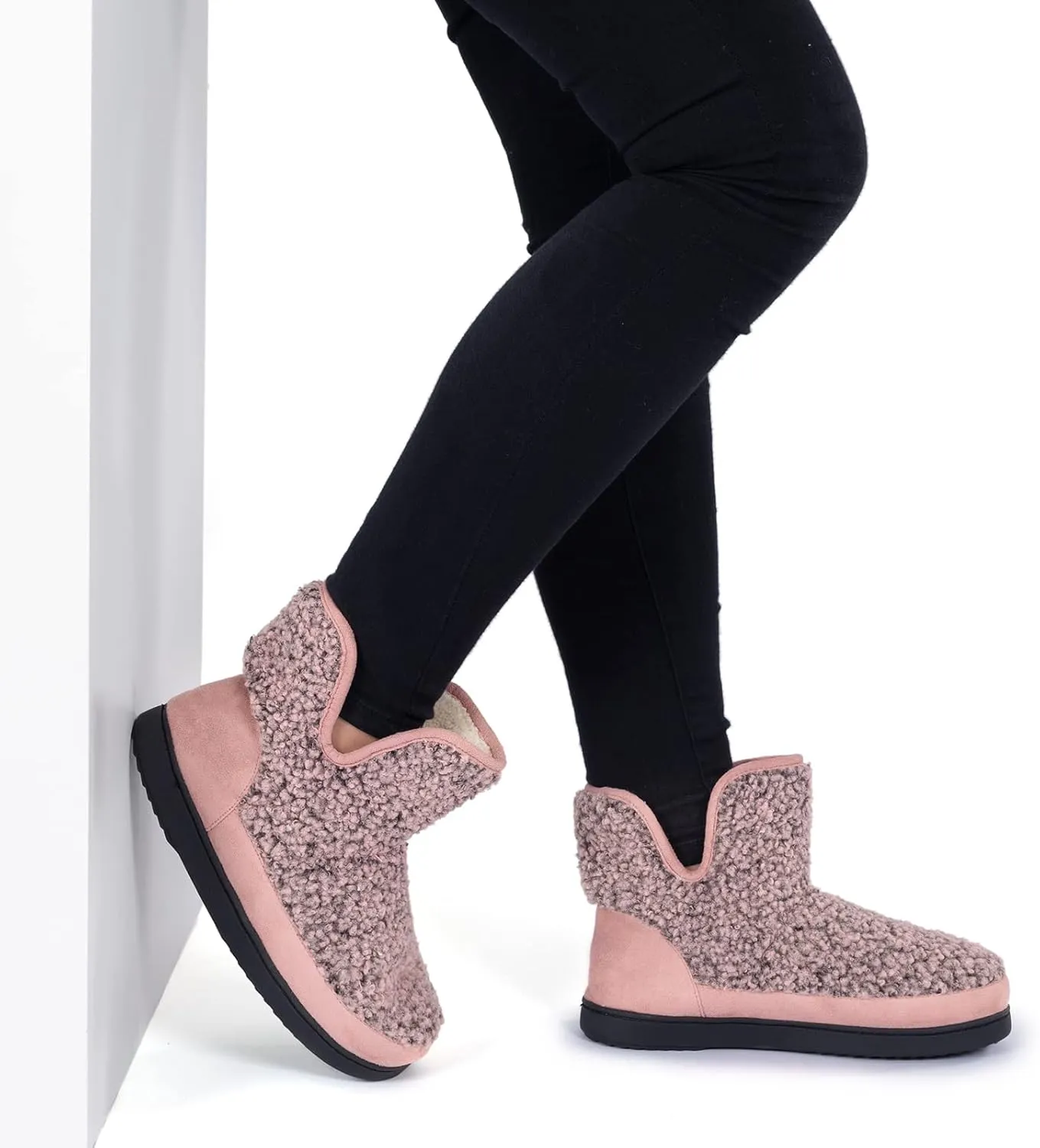 RockDove Women's Fuzzy Fleece House Bootie Memory Foam Slipper with Rubber Sole