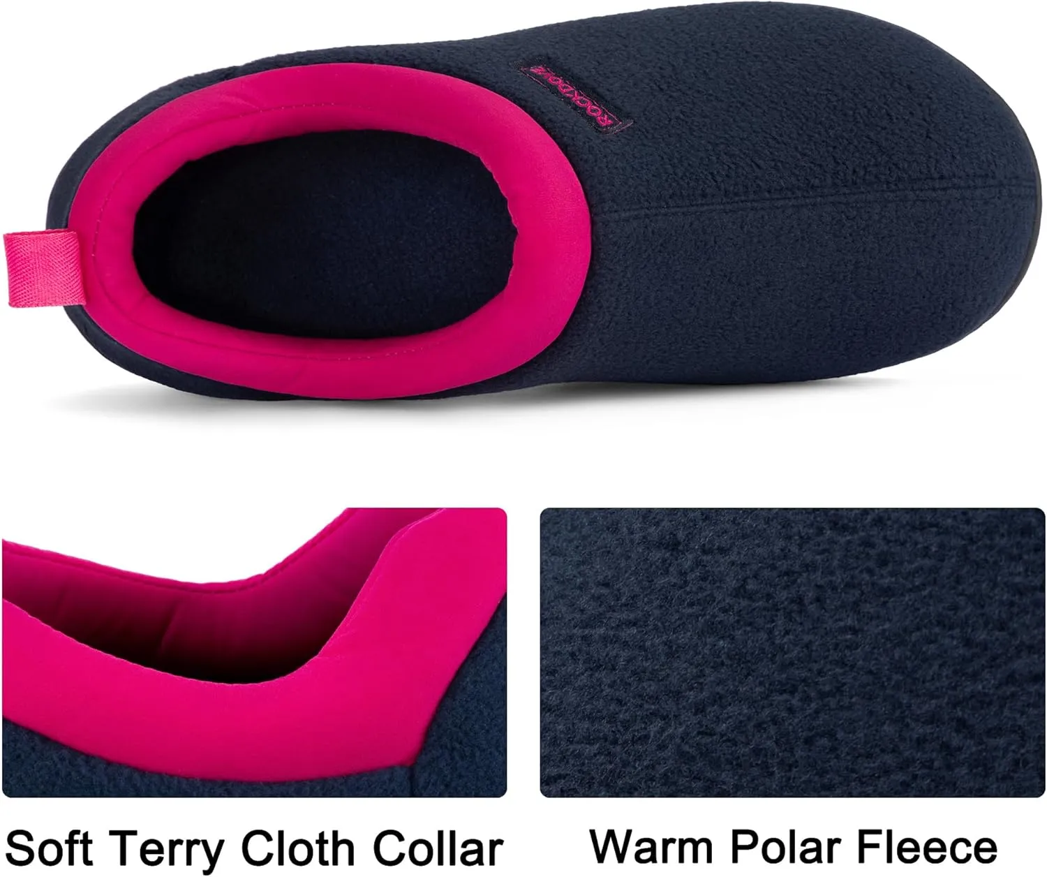 RockDove Women's Soft Cuff Polar Fleece Two-Tone Memory Foam Slipper with Indoor Outdoor Sole
