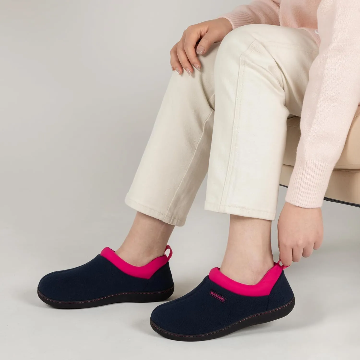 RockDove Women's Soft Cuff Polar Fleece Two-Tone Memory Foam Slipper with Indoor Outdoor Sole