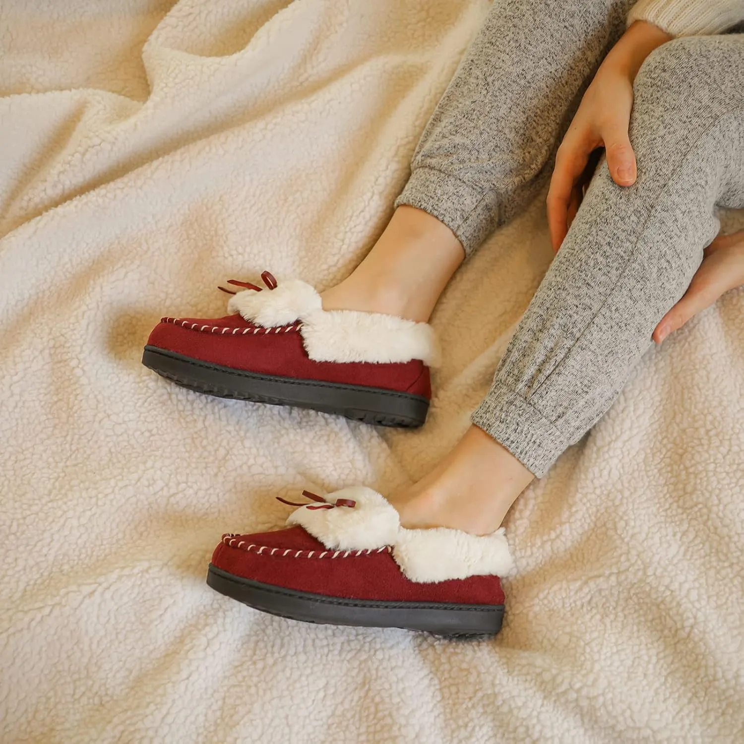 RockDove Women's Trapper Moc Fuzzy Plush Faux Fur Memory Foam Slipper