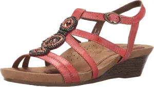 Rockport Cobb Hill Women's Hannah-CH Wedge Sandal, Coral, 6.5 M US