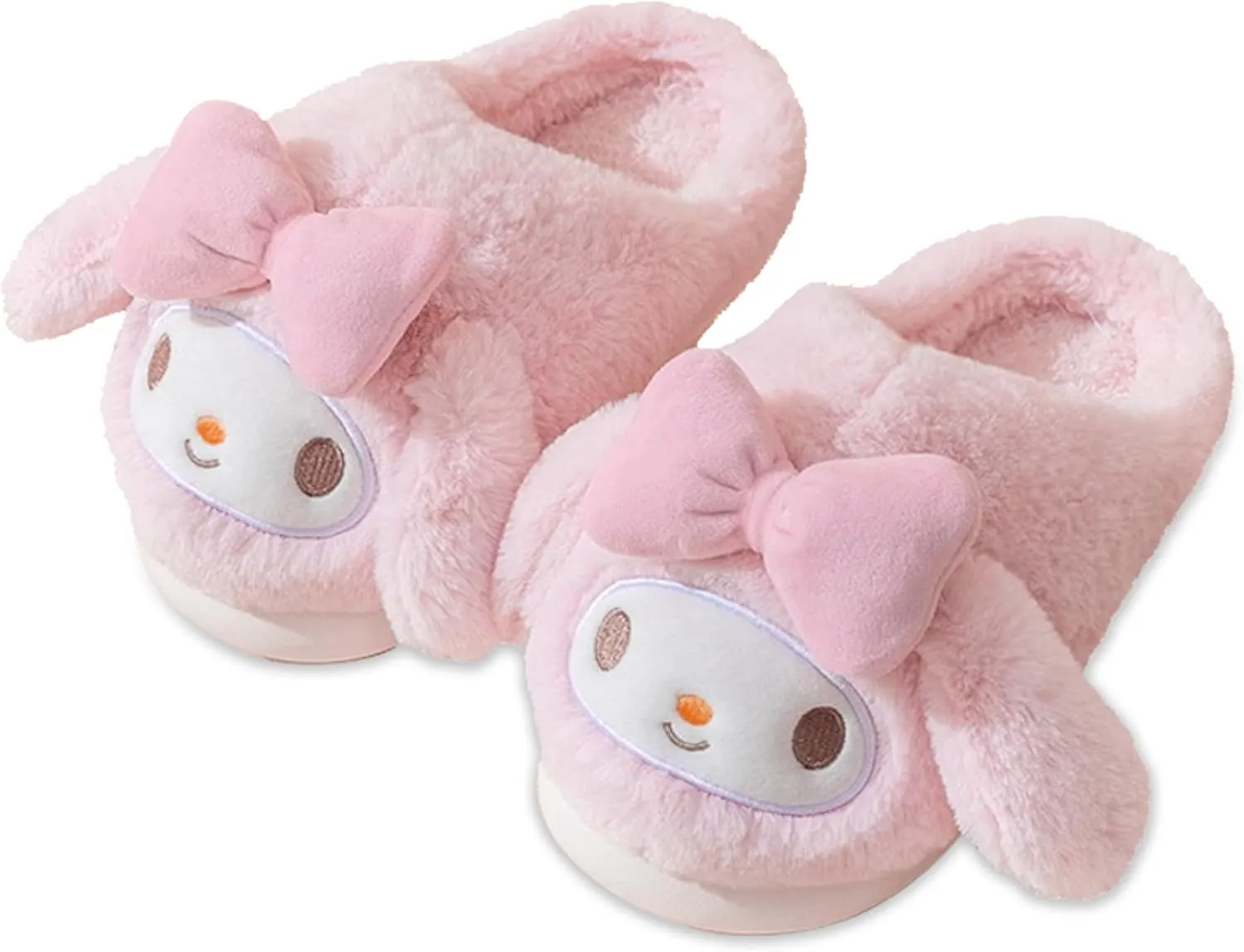 Roffatide Anime Cinnamoroll Fuzzy Slippers Melody House Slippers Closed Toe Open Back Foam Slippers with Rubber Sole for Women