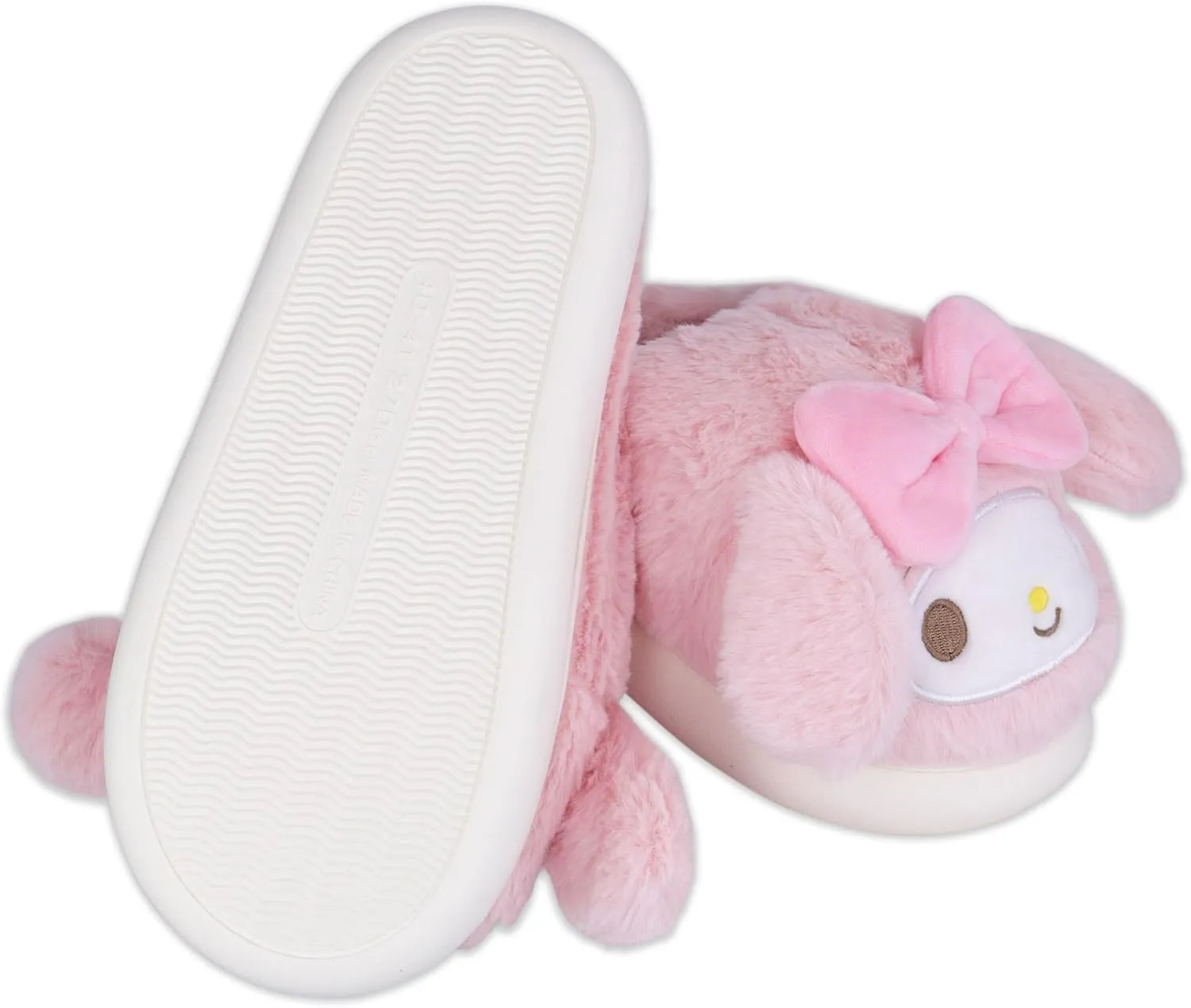 Roffatide Anime Cinnamoroll Fuzzy Slippers Melody House Slippers Closed Toe Open Back Foam Slippers with Rubber Sole for Women