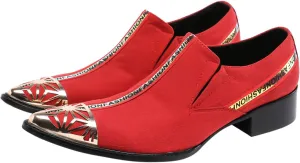 Santimon Mens Swagger Smoking Loafer Slip On Metal Pointed Cap Toe Velvet Leather Comfortable Casual Dancing Prom Wedding Party Formal Dress Shoes