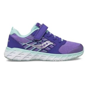 Saucony Little Girls Wind 2.0 A/C Velcro Sneaker Purple / Turquoise